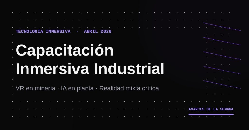 Composición geométrica abstracta que ilustra la capacitación inmersiva industrial con VR e IA
