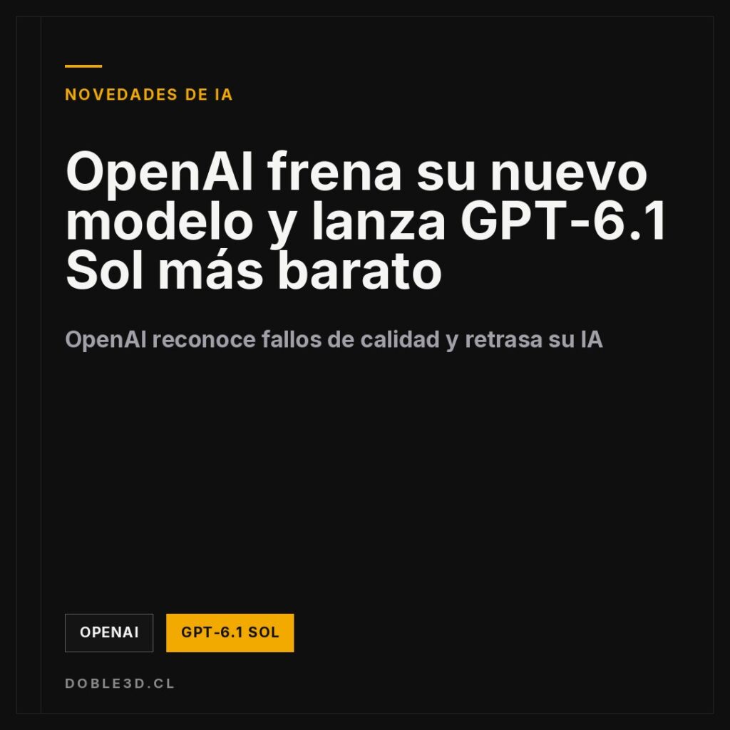 OpenAI frena su nuevo modelo y lanza GPT-6.1 Sol más barato